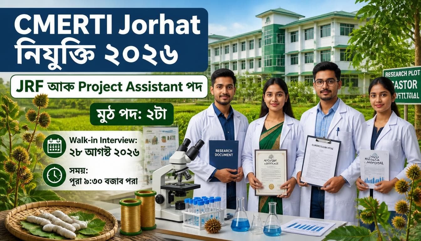 CMERTI Jorhat Recruitment 2026 for JRF and Project Assistant posts