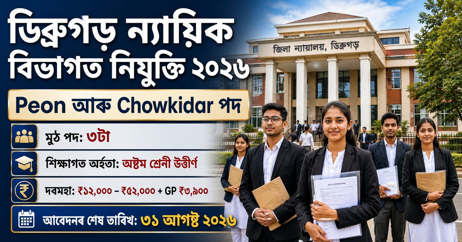 Dibrugarh Judiciary Recruitment 2026 for Office Peon and Chowkidar posts