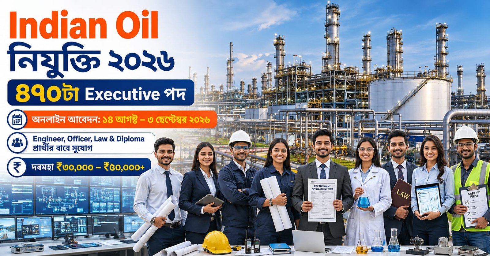 Indian Oil Executive Recruitment 2026 for 470 Graduate Engineer Officer Law Officer and Diploma Engineer posts