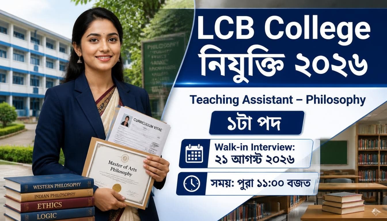 LCB College Guwahati Recruitment 2026 for Teaching Assistant Philosophy