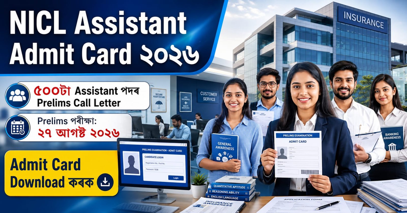 NICL Assistant Admit Card 2026 (Released) | Check Prelims Exam Date 2 NICL Assistant Admit Card 2026 released for Prelims examination