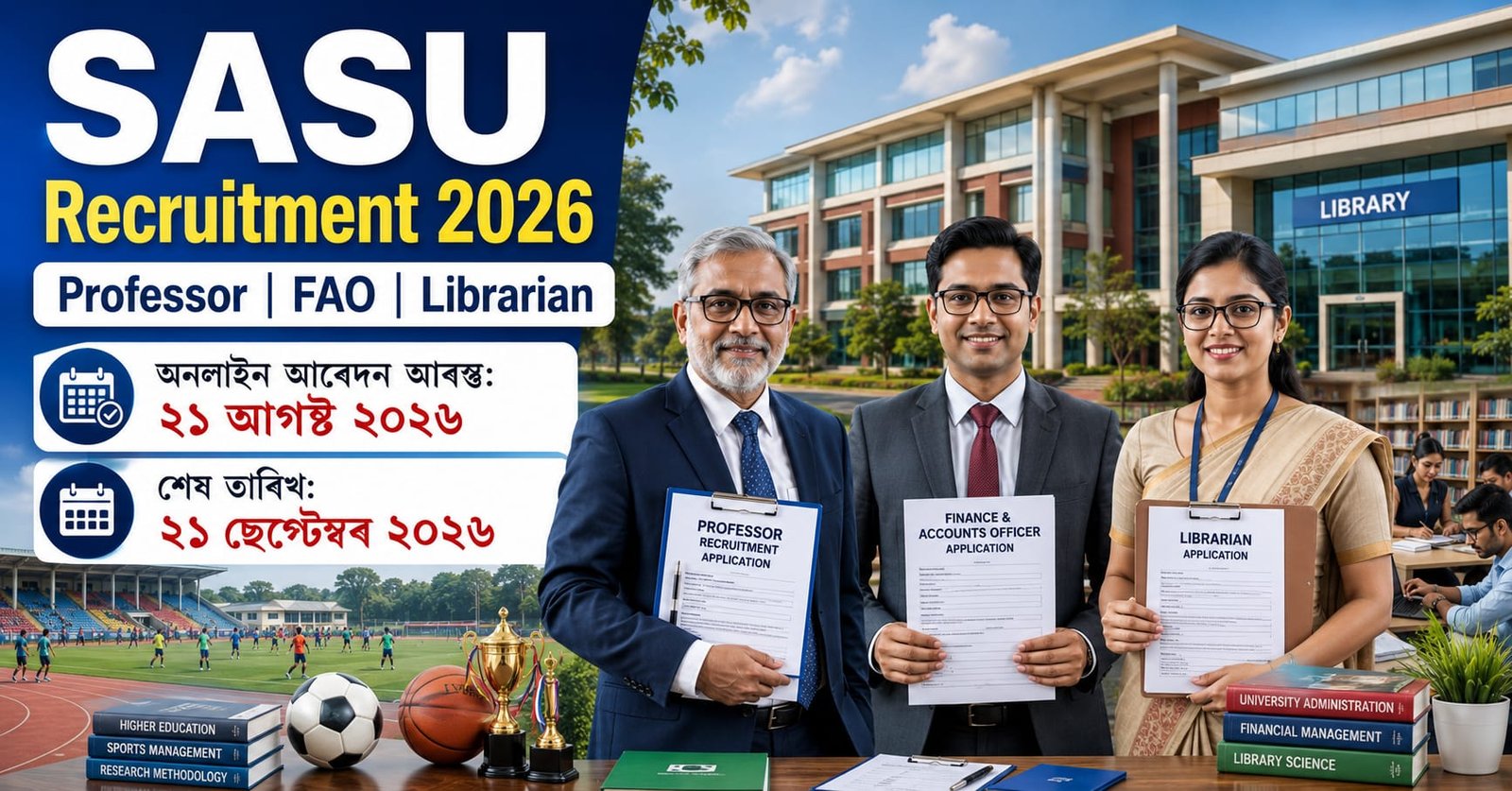SASU Recruitment 2026 for Professor Finance and Accounts Officer and Librarian posts