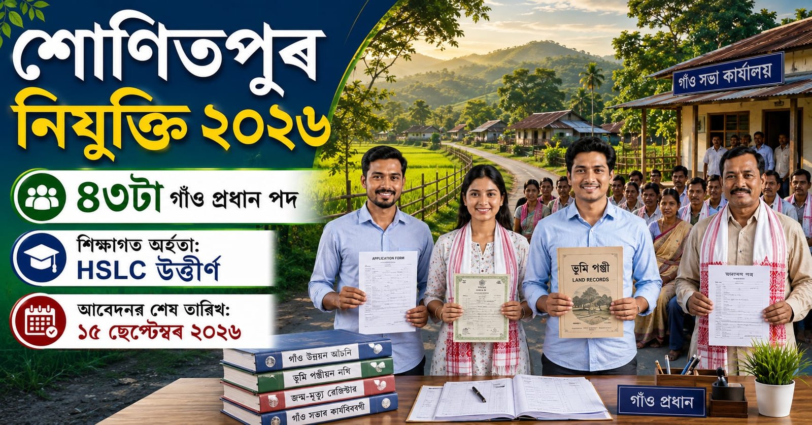 Sonitpur Recruitment 2026 for 43 Gaon Pradhan posts