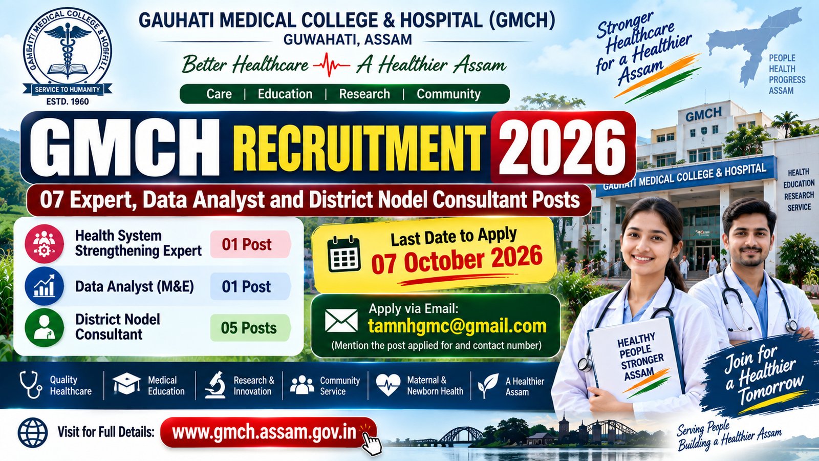 GMCH Recruitment 2026 for 7 Expert Data Analyst and District Nodal Consultant posts
