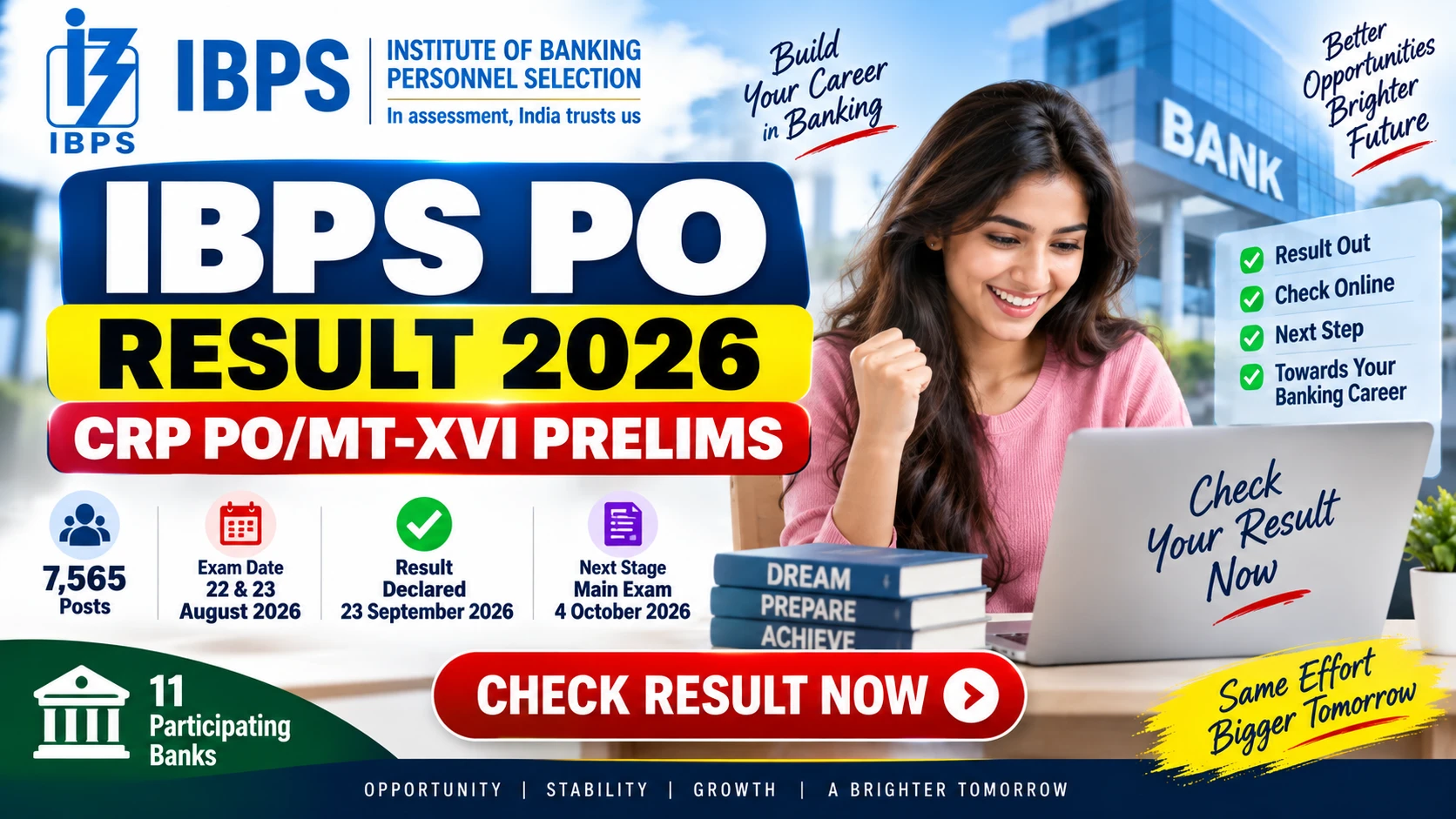 IBPS PO Result 2026 for CRP PO/MT-XVI Preliminary Examination