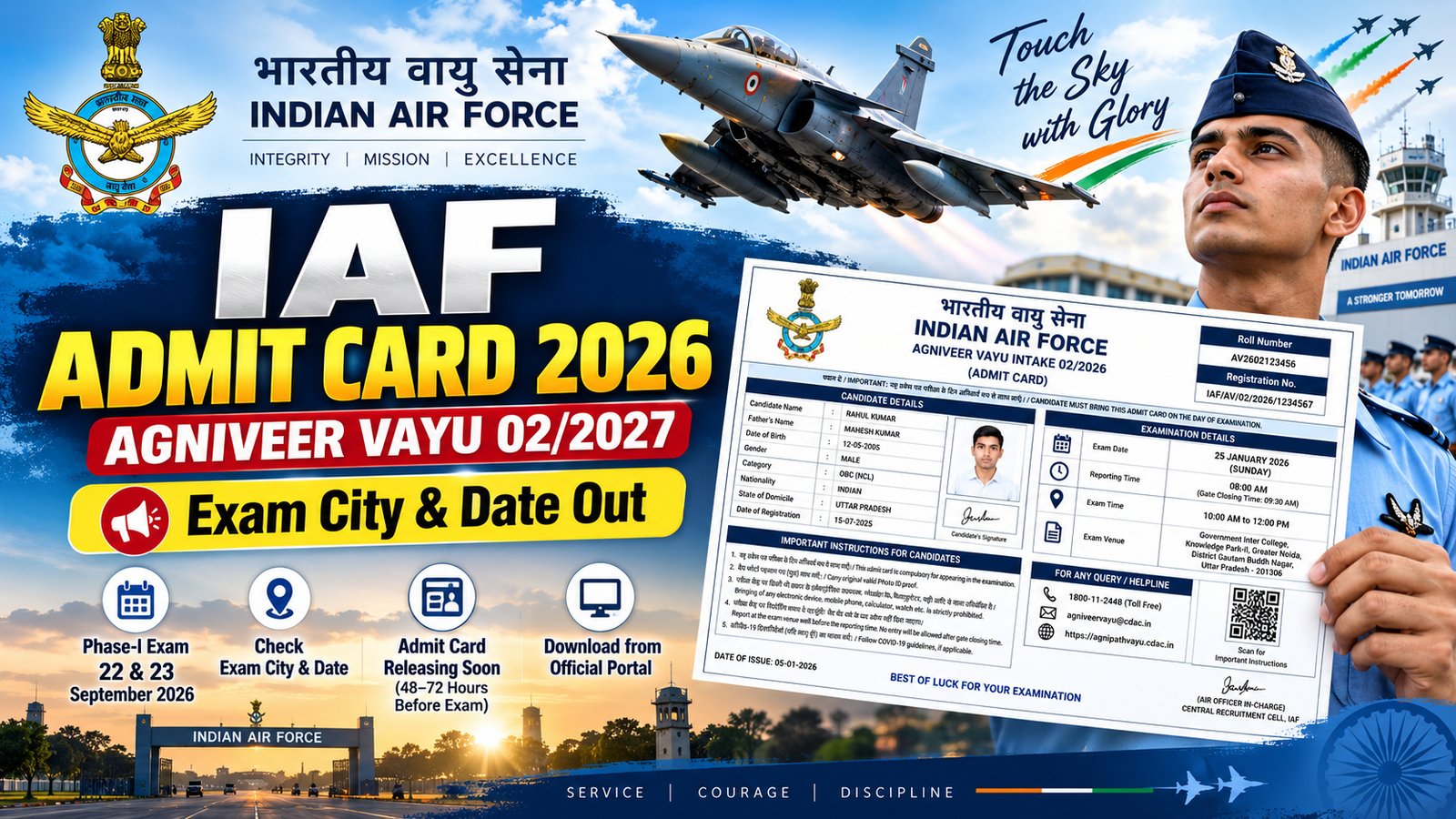 Indian Air Force Admit Card 2026 for Agniveer Vayu 02/2027 Phase 1 exam