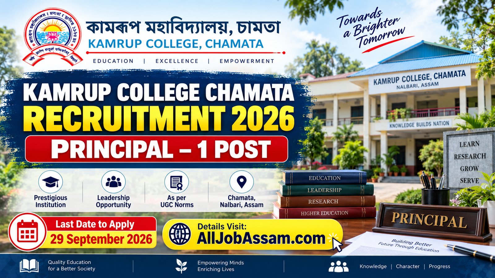 Kamrup College Chamata Recruitment 2026 for Principal post in Nalbari Assam