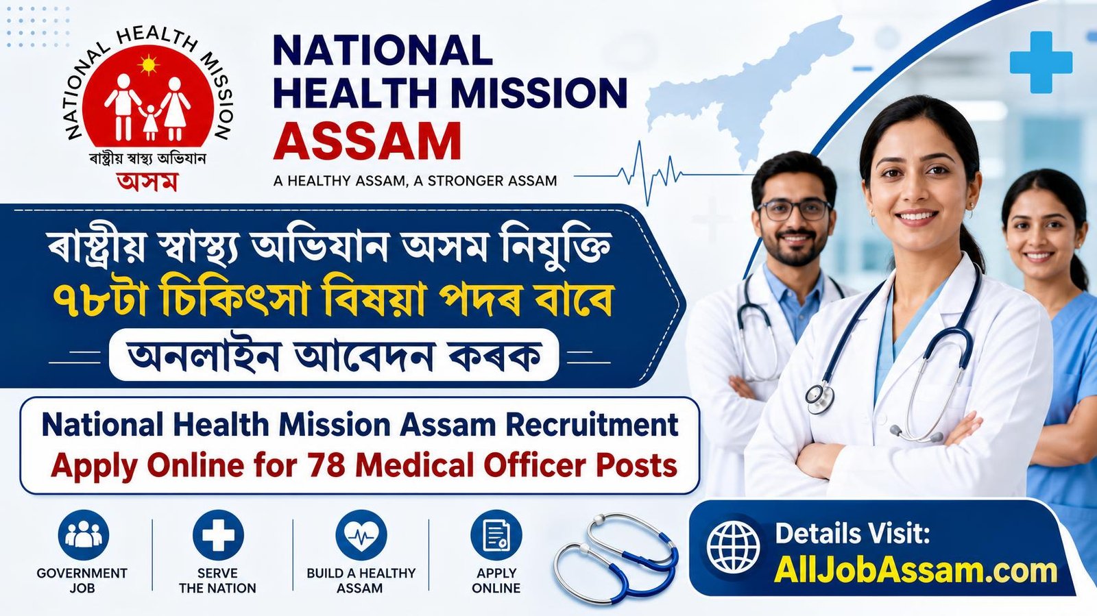 NHM MO Recruitment 2026 for 78 Medical Officer MBBS posts in Assam