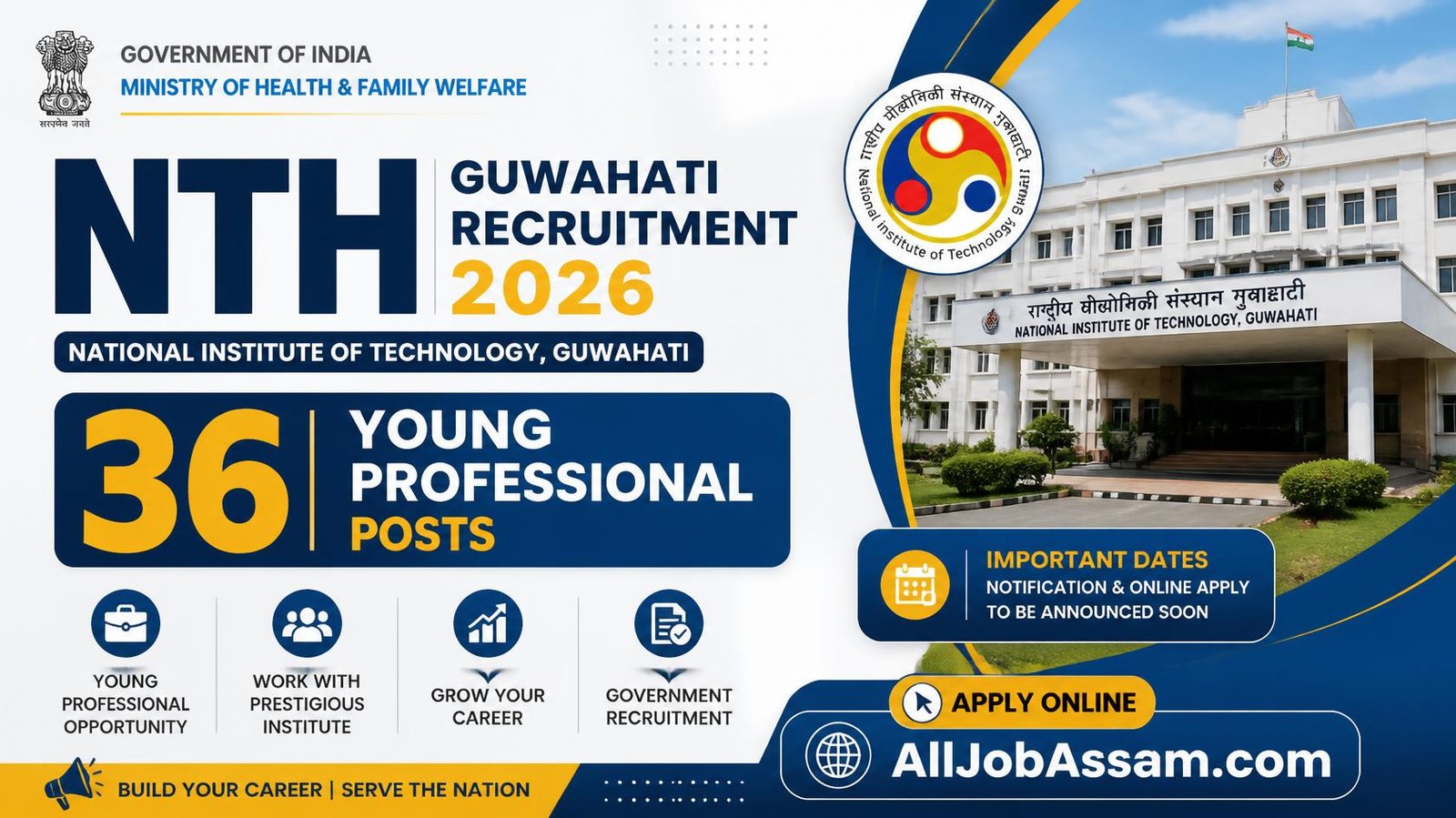 NTH Guwahati Recruitment 2026 for 36 Young Professional posts