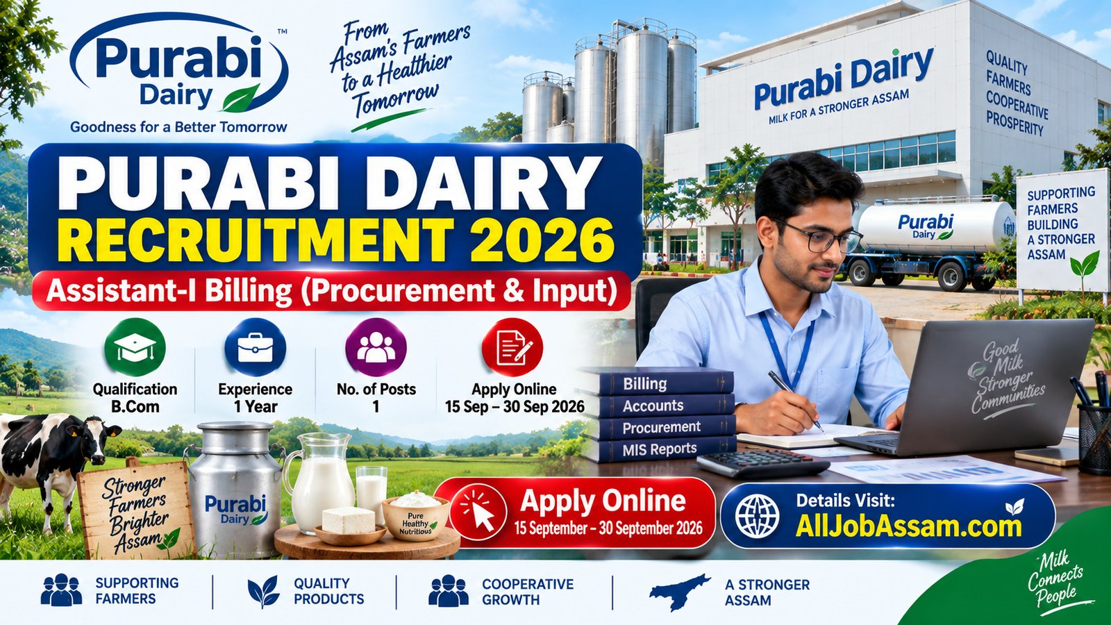 Purabi Dairy Recruitment 2026 for Assistant-I Billing Procurement and Input post