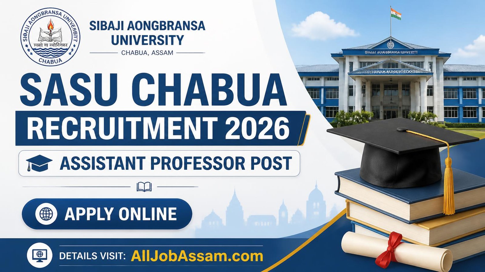 SASU Chabua Recruitment 2026 for Assistant Professor in Computer Science and Information Technology