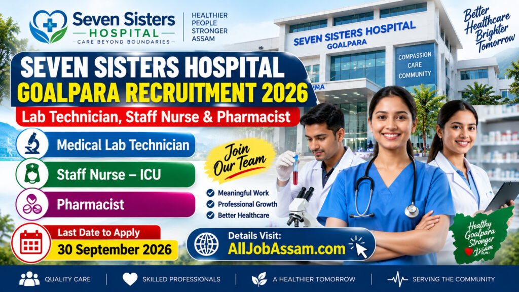 Seven Sisters Hospital Goalpara Recruitment 2026 – Lab Technician, Staff Nurse & Pharmacist