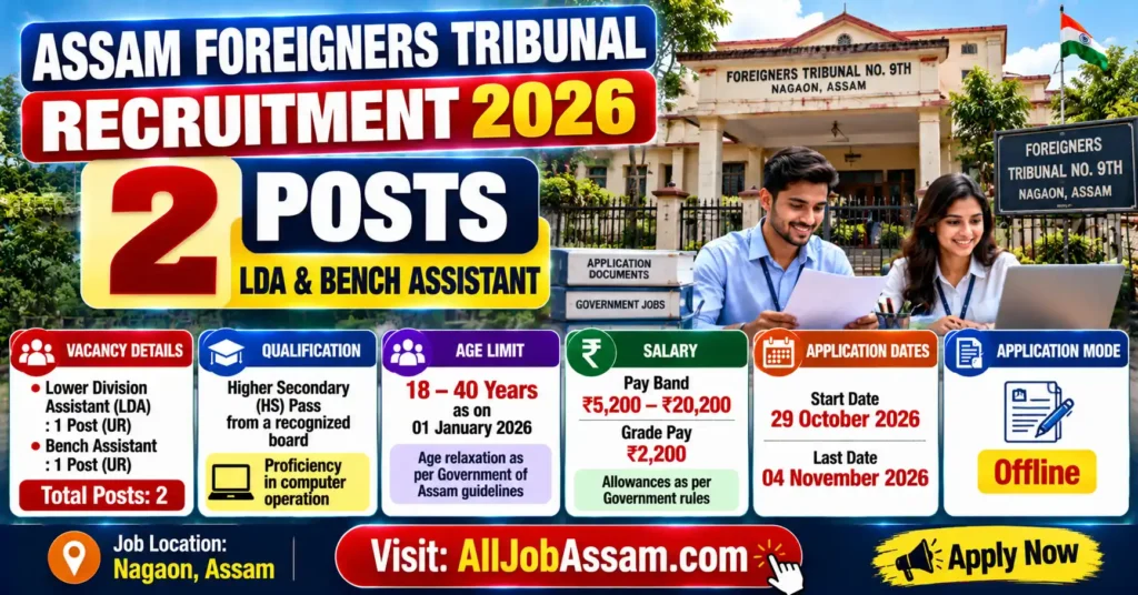 Assam Foreigners Tribunal Recruitment 2026 for LDA and Bench Assistant posts