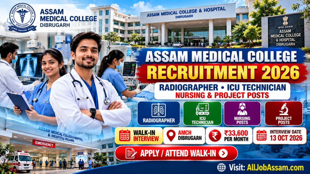 Assam Medical College Recruitment 2026 – Apply for Radiographer, ICU Technician, Nursing & Project Posts
