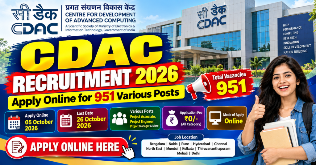 CDAC Recruitment 2026 – Apply Online for 951 Various Posts