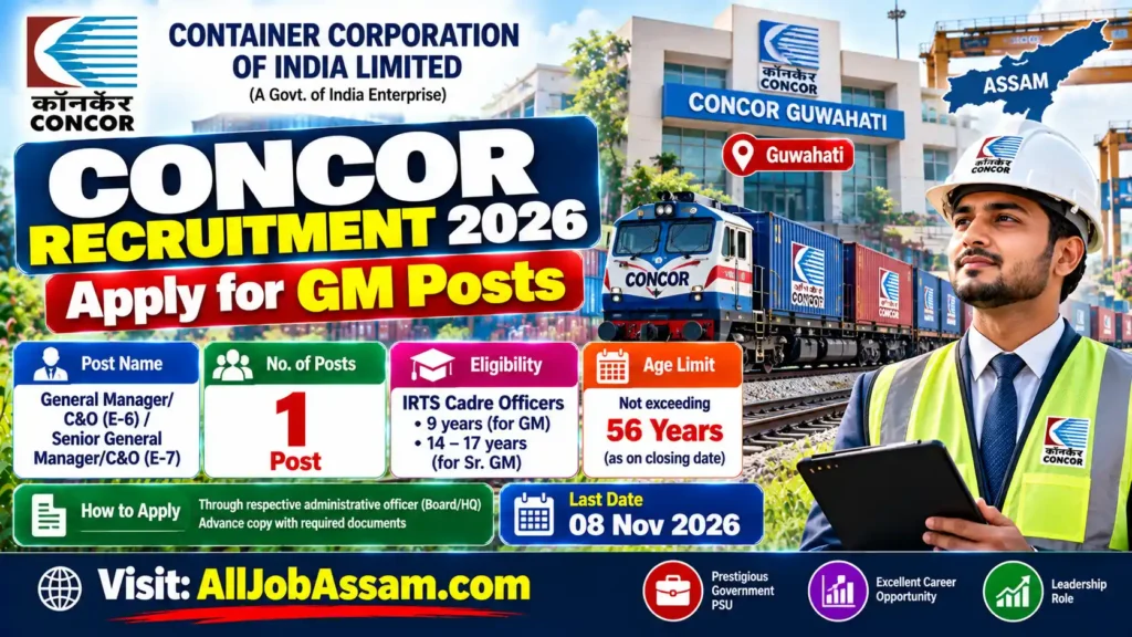 CONCOR Recruitment 2026 – Apply for 1 General Manager/Senior General Manager Post