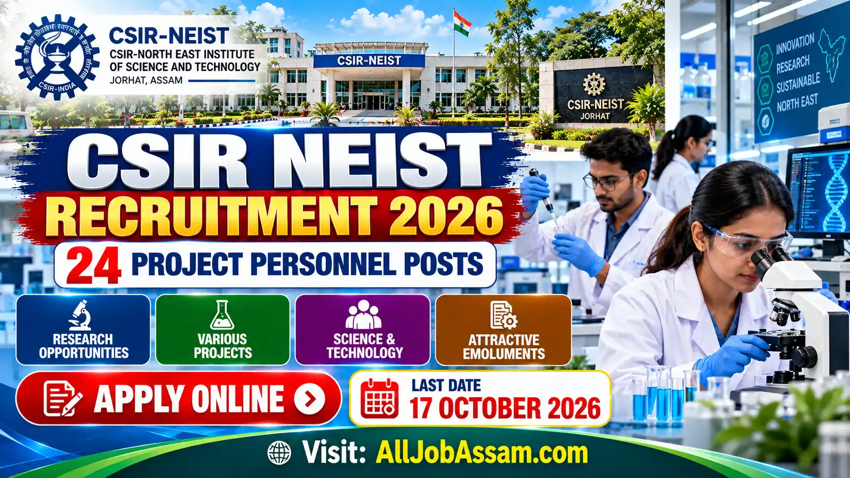 CSIR NEIST Recruitment 2026 – 24 Project Personnel Posts