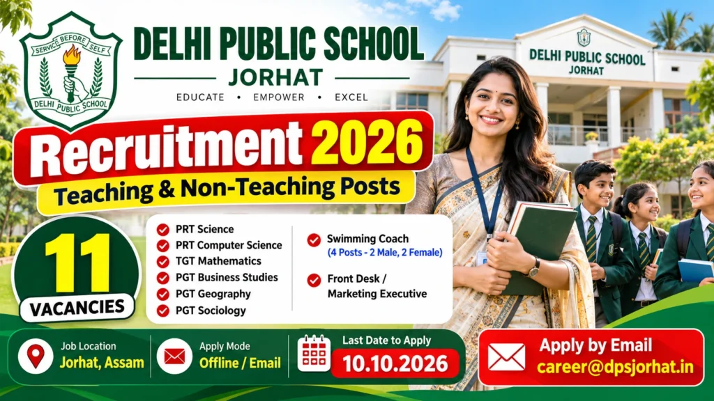 DPS Jorhat Recruitment 2026 – Apply for 11 Teaching & Non-Teaching Posts