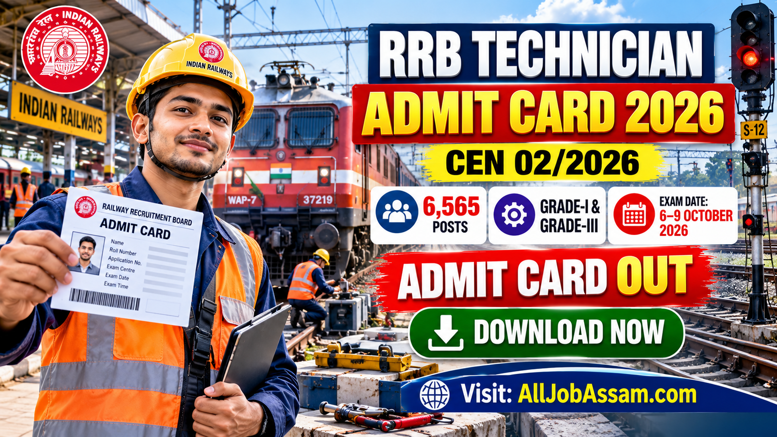 RRB Technician Admit Card 2026 – CEN 02/2026 CBT Exam