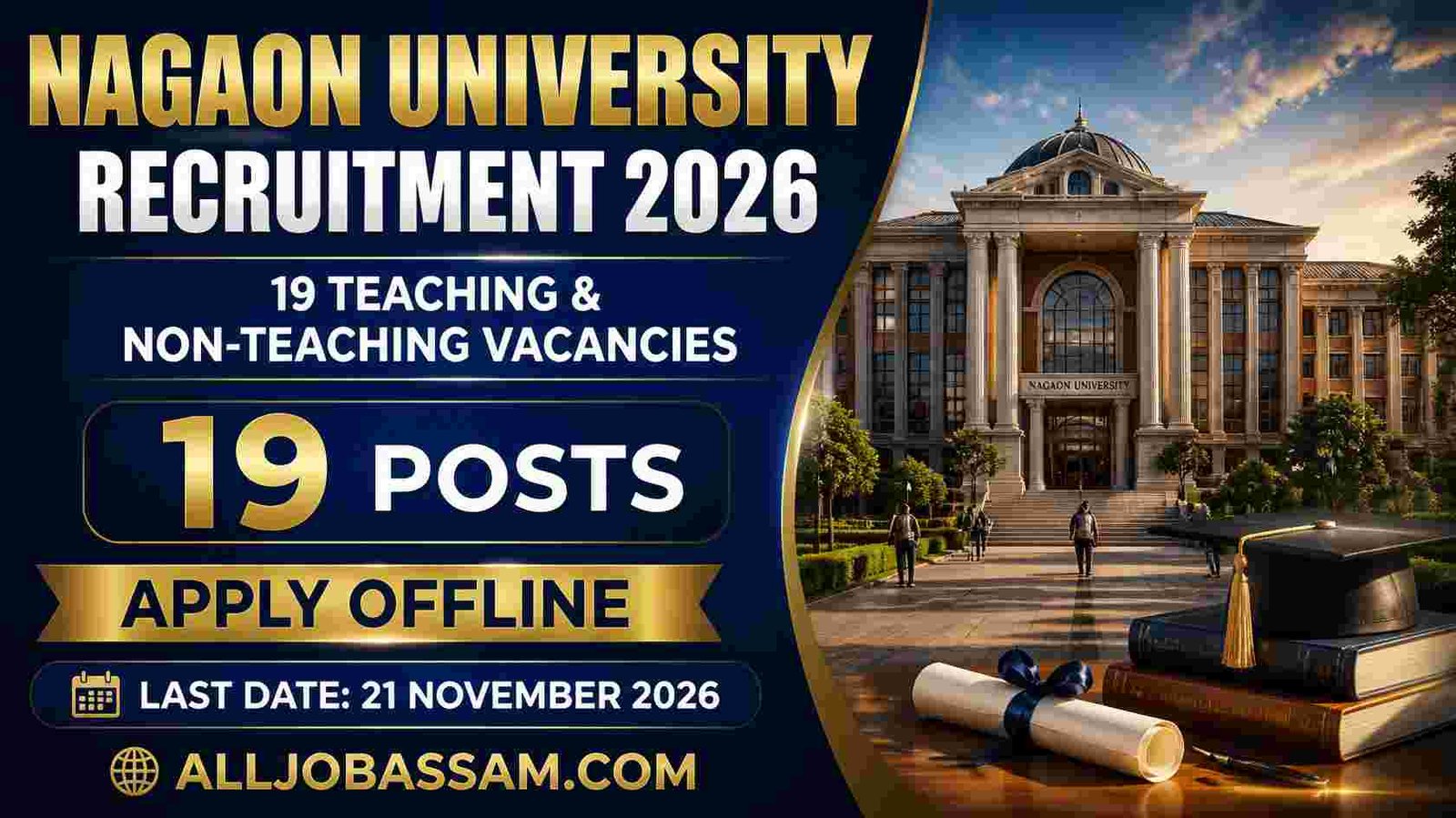 KGBV Tapatary Recruitment 2025 – Apply for Teaching Posts under SSA Bongaigaon 1 Nagaon University Recruitment 2026 – 19 Teaching and Non-Teaching Vacancies