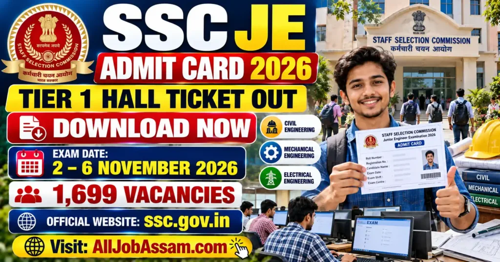 SSC JE Admit Card 2026 – Download Tier 1 Hall Ticket for 1,699 Junior Engineer Posts
