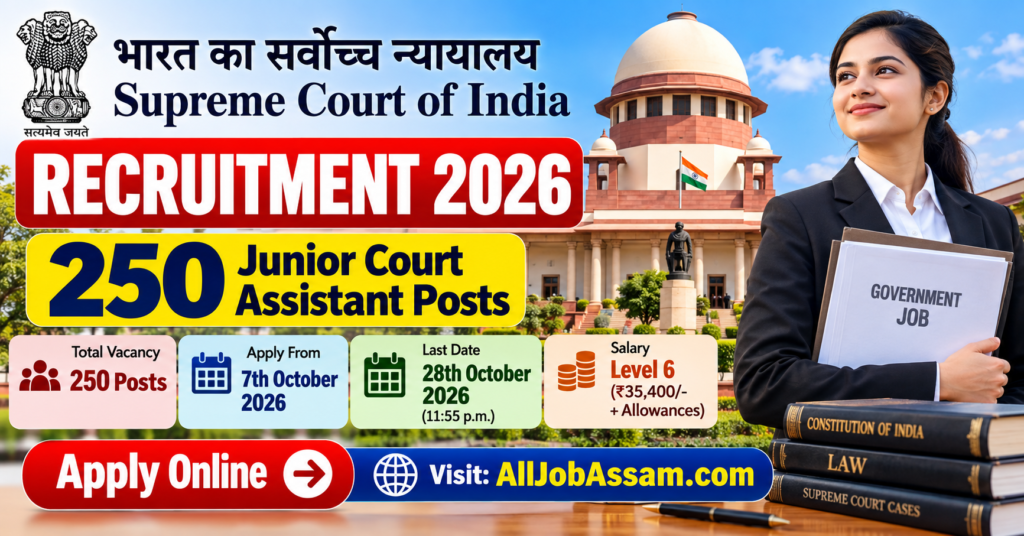 Supreme Court of India Recruitment 2026 – Apply Online for 250 Junior Court Assistant Posts